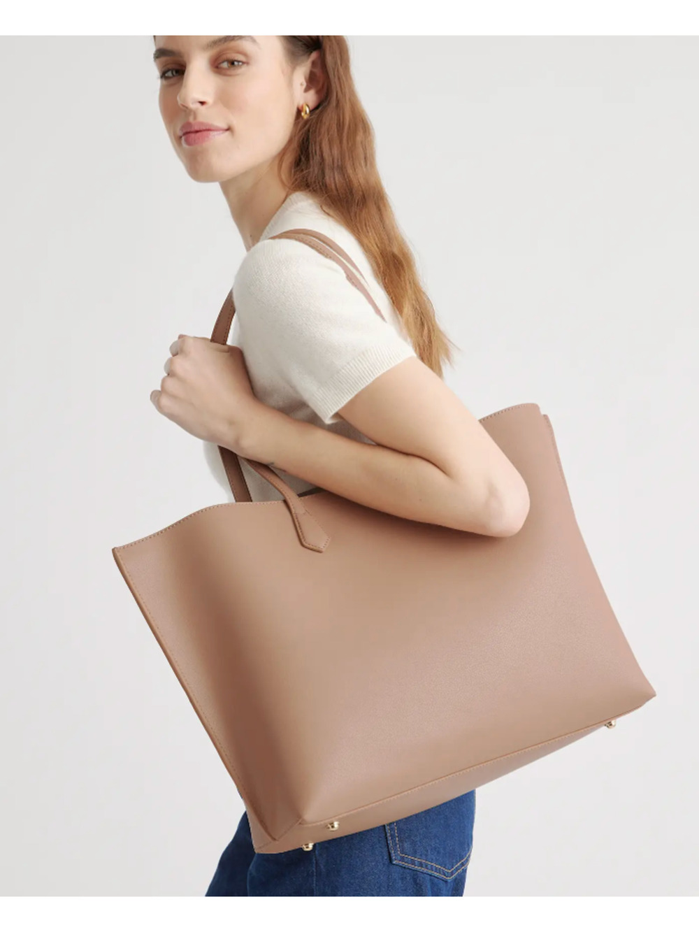 Quince Large Shoulder Tote in Taupe Brown